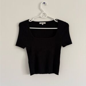 Madewell Black Ribbed Crop Top